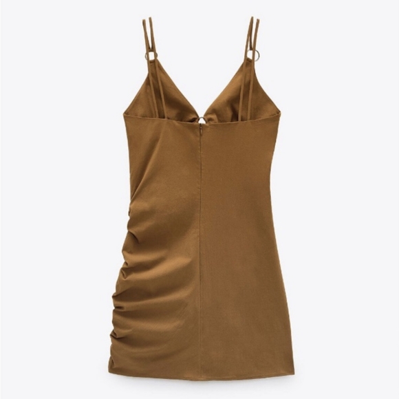 ZARA Cutout Ruched Mini Dress Copper M - Picture 5 of 16